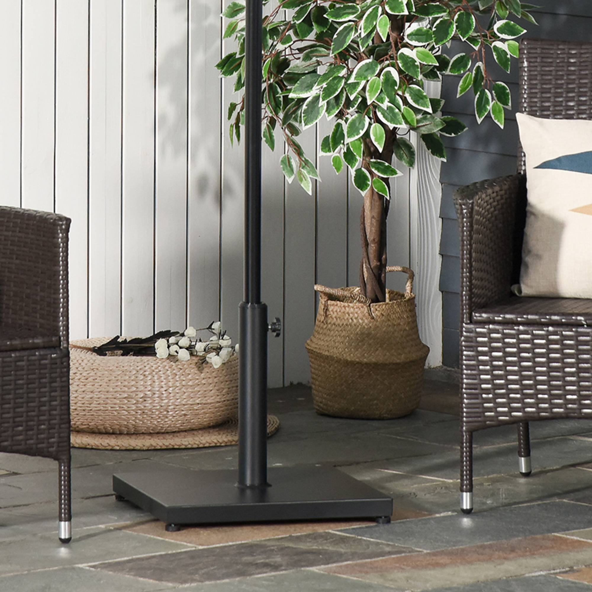 Pied de parasol béton acier lourd jardin terrasse maintien sécurisé 45cm noir - ComfortXL Outdoor Living - Image 9