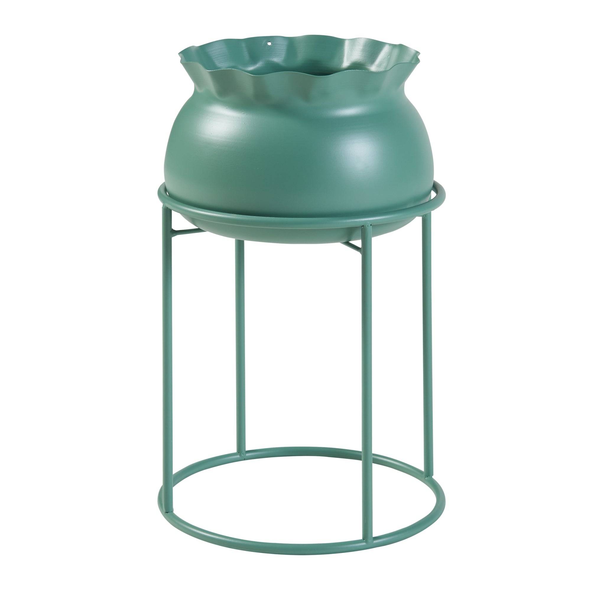 Porte-plantes style intemportel support 38 x 24 cm métal vert - Image 1