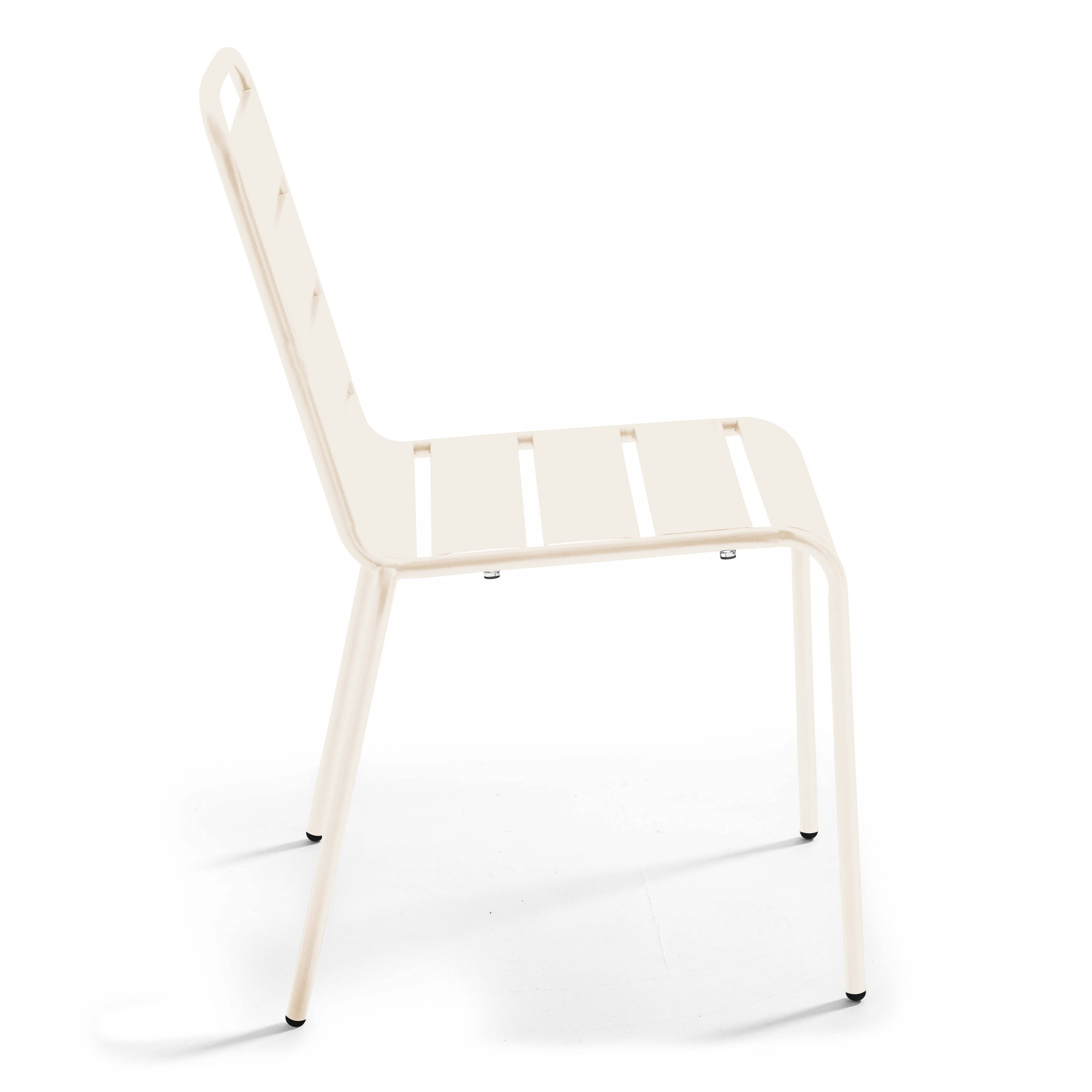 Oviala - Ensemble table de jardin et 4 fauteuils en métal ivoire Palavas - Oviala - Imagen 5