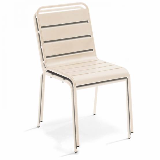 Oviala - Ensemble table de jardin et 4 fauteuils en métal ivoire Palavas - Oviala - Imagen 6
