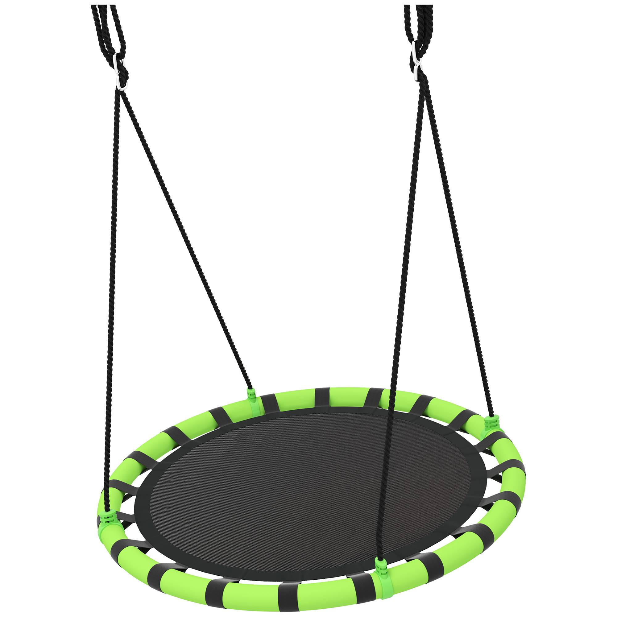 Balançoire nid d'oiseau, balançoire suspendue avec cordes réglables en hauteur, siège rond Ø 100 cm, noir - Image 2