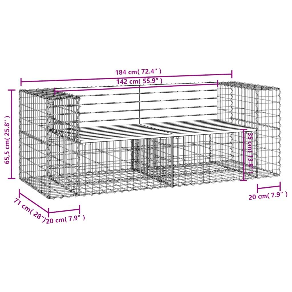 Maison Chic - Banc de jardin - Banc d'extérieur - Banquette design gabion 184x71x65,5 cm bois massif douglas - Imagen 7