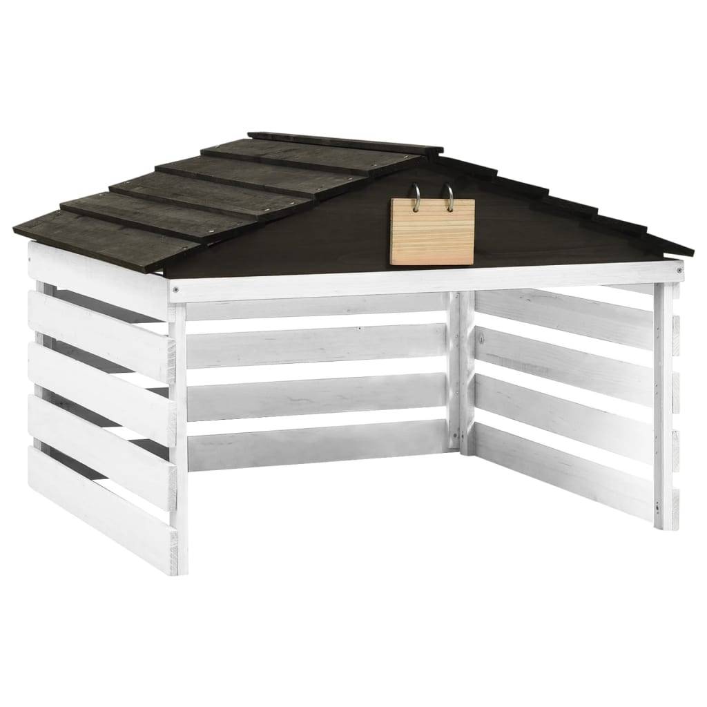 PANGIVO - Garage de tondeuse à gazon bois de sapin noir et blanc 78 x 74 x 54 cm - PANGIVO - Image 1