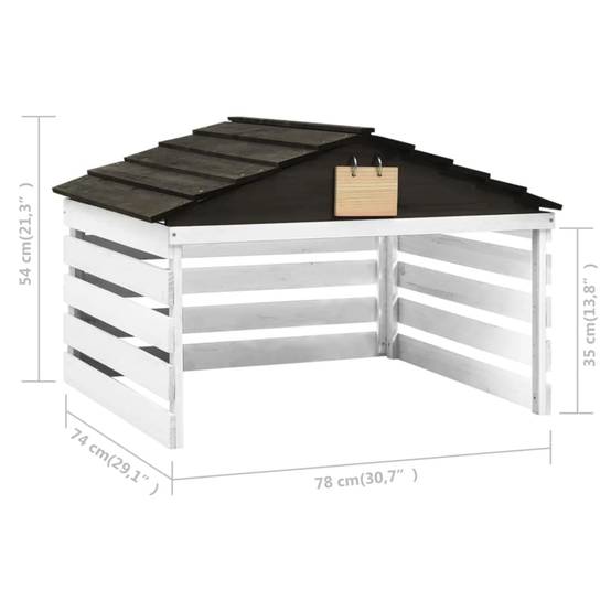 PANGIVO - Garage de tondeuse à gazon bois de sapin noir et blanc 78 x 74 x 54 cm - PANGIVO - Image 7