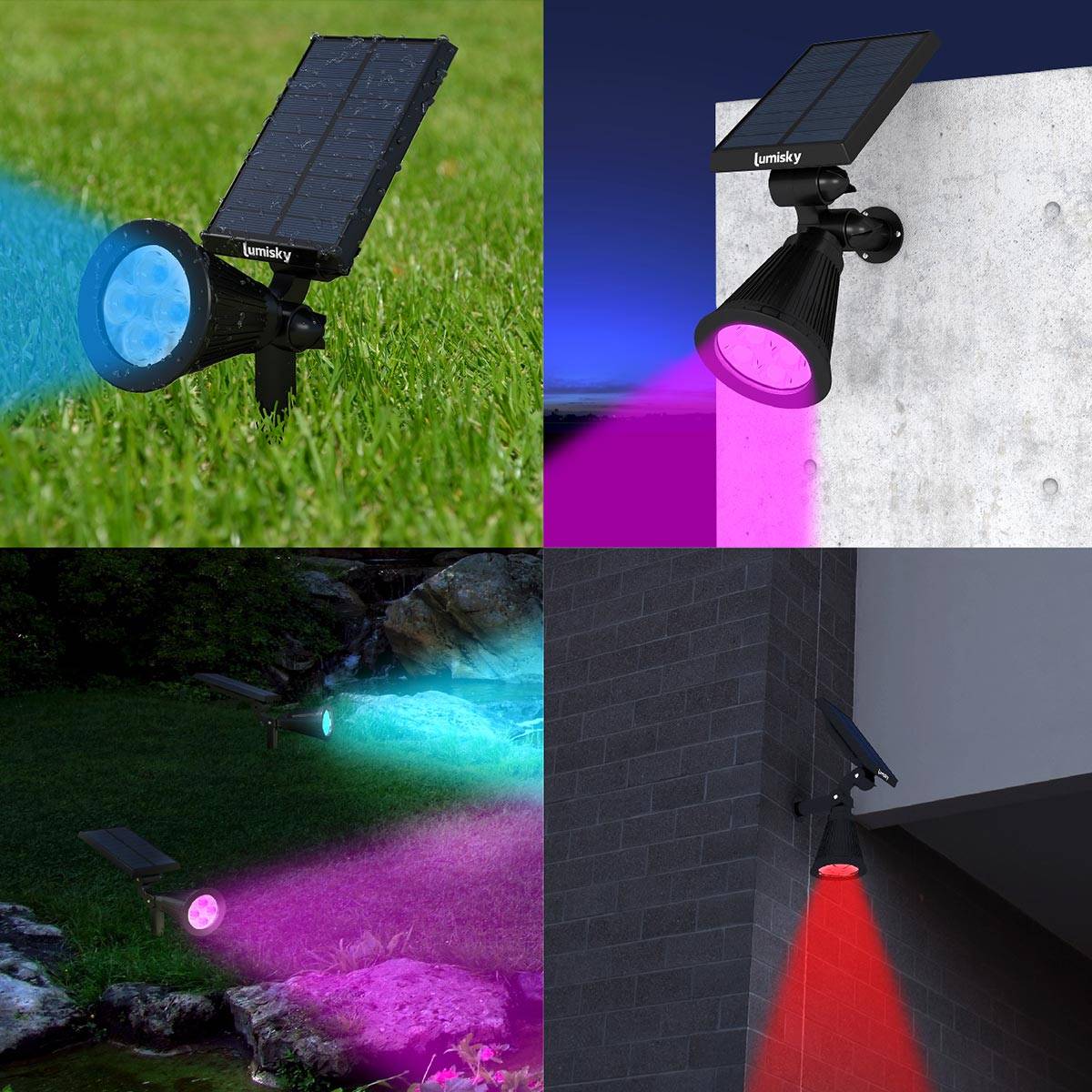 Lumisky - 2 Spots solaires projecteurs SPIKY Multicolore 100LM - Imagen 4