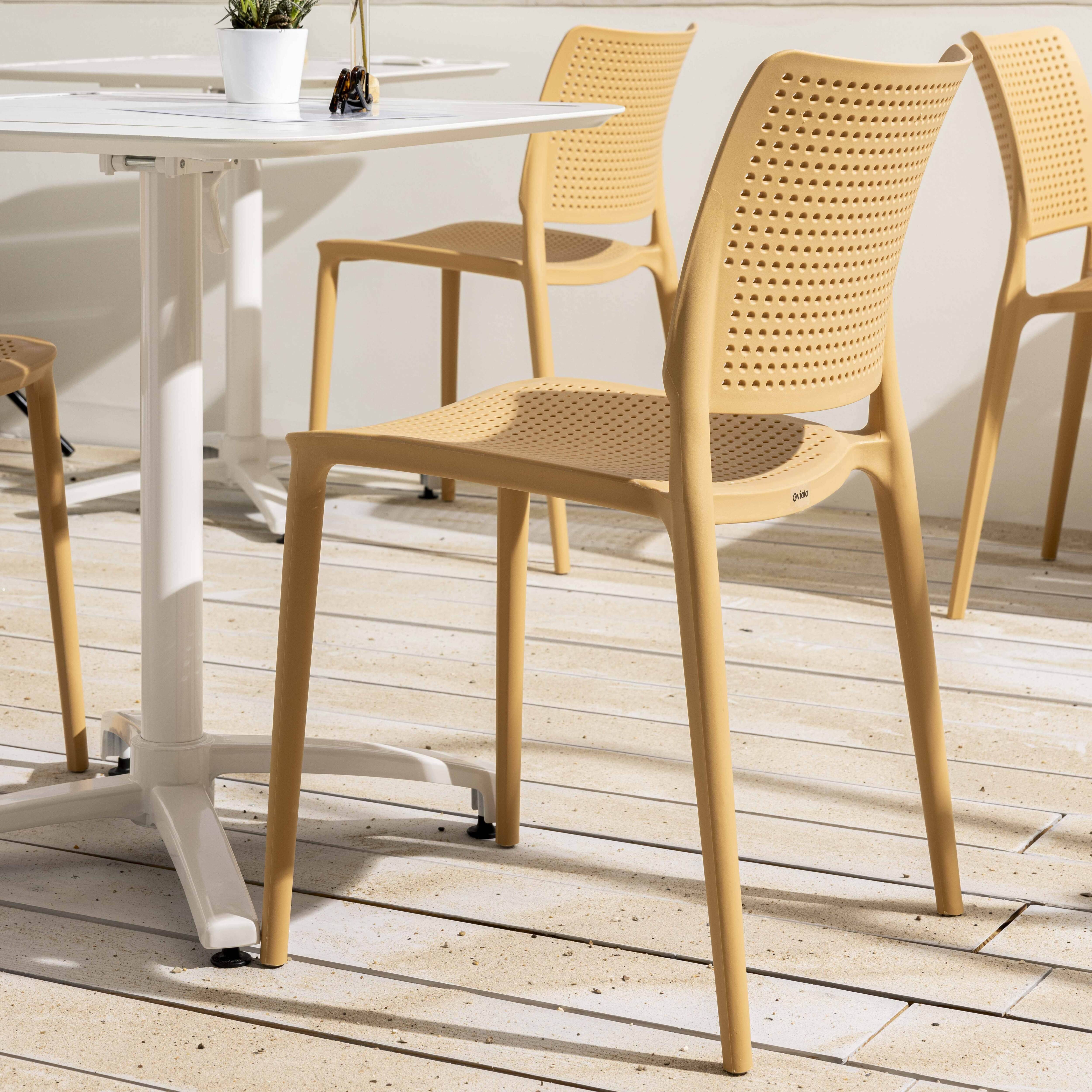 Oviala - Lot de 4 chaises de terrasse jaune clair en plastique Riga - Oviala - Imagen 2