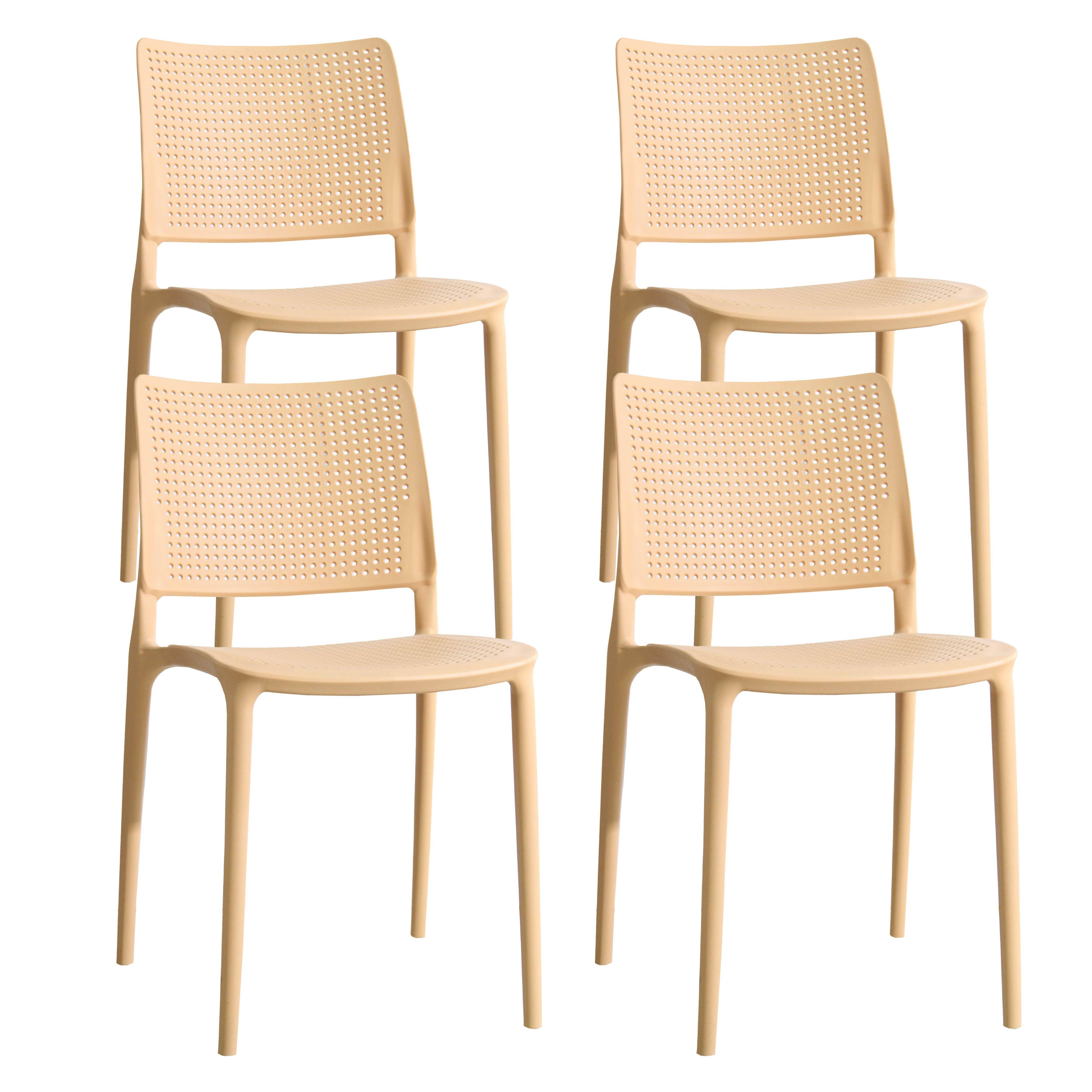Oviala - Lot de 4 chaises de terrasse jaune clair en plastique Riga - Oviala - Imagen 1