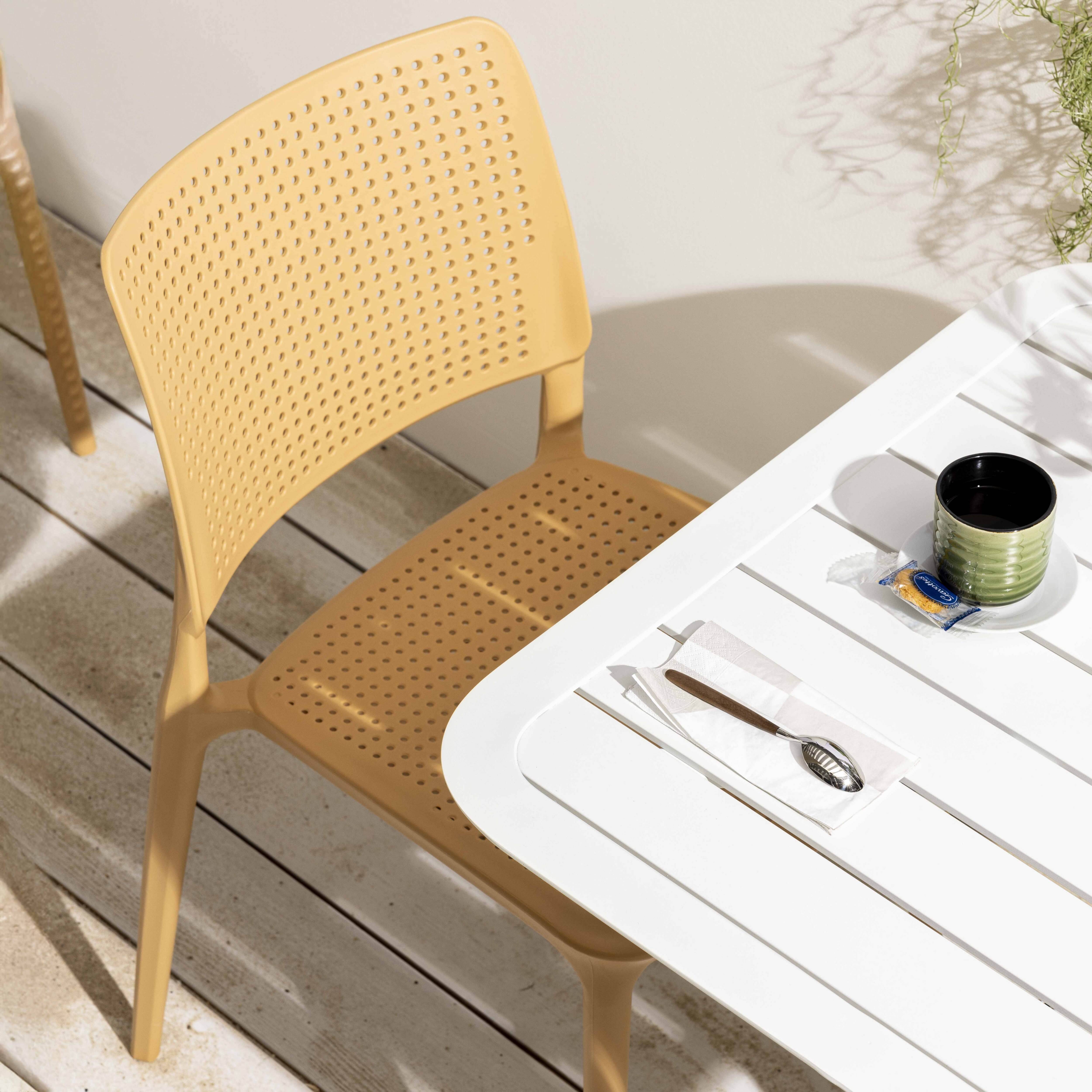 Oviala - Lot de 4 chaises de terrasse jaune clair en plastique Riga - Oviala - Imagen 3