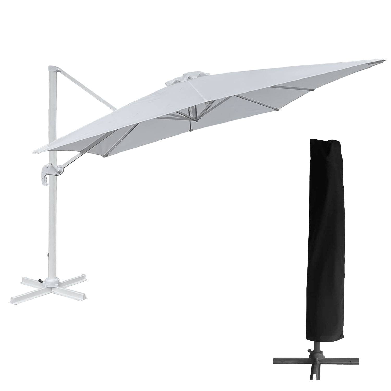 Happy Garden - Parasol déporté MOLOKAI carré 3x3m blanc + housse - HAPPY GARDEN - Imagen 1