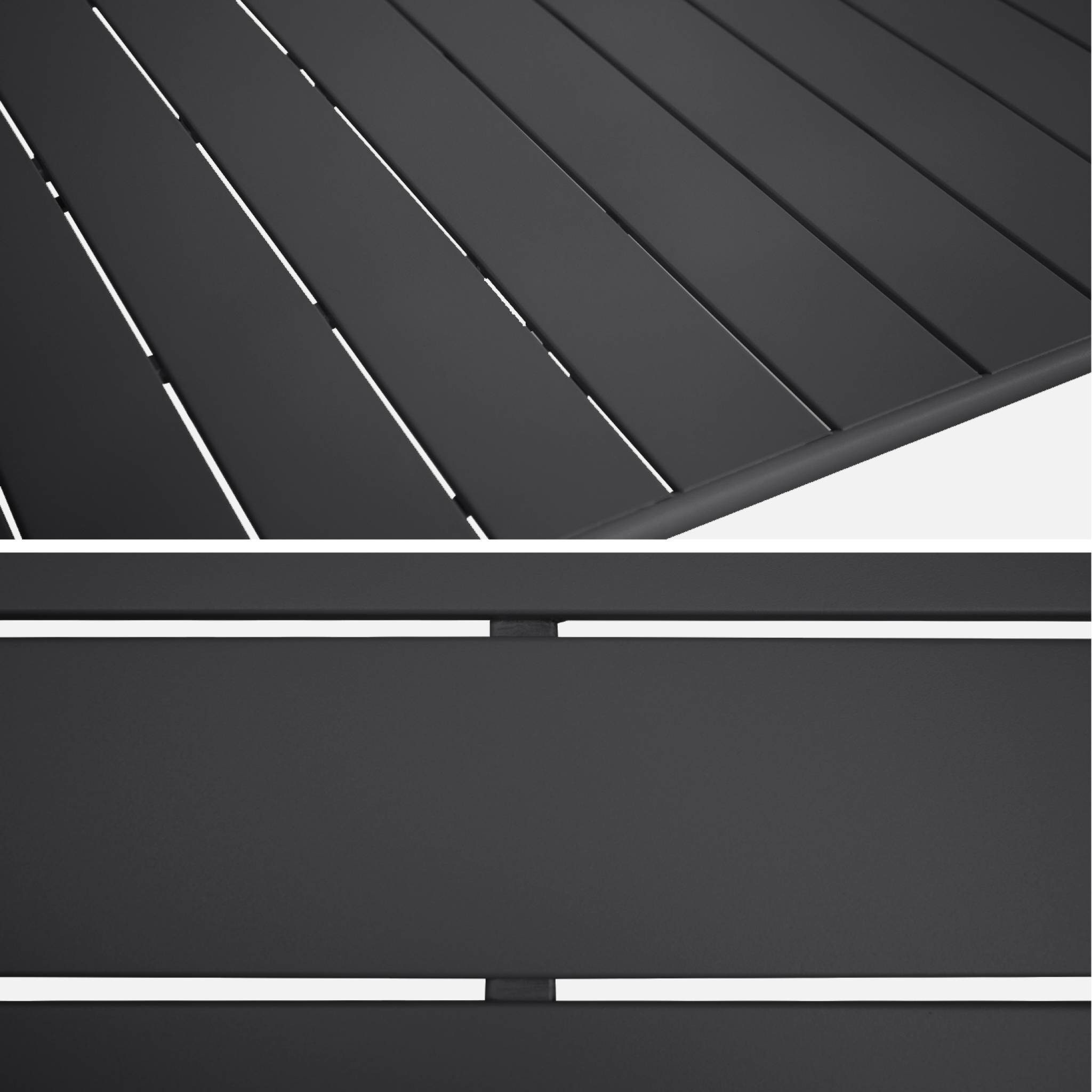 sweeek - Table de jardin pliante métal 6 places. anthracite. Amelia. 140x80cm. traitement antirouille. lattes et bords arrondis | sweeek - Image 7