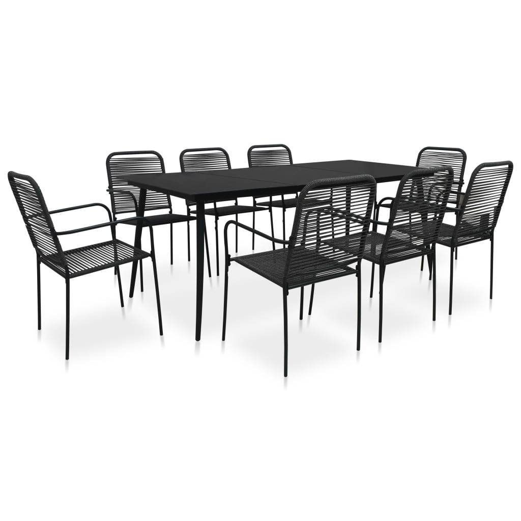 Vidaxl - Ensemble à manger d'extérieur 9pcs Corde en coton et acier Noir vidaXL 48571 - Imagen 1
