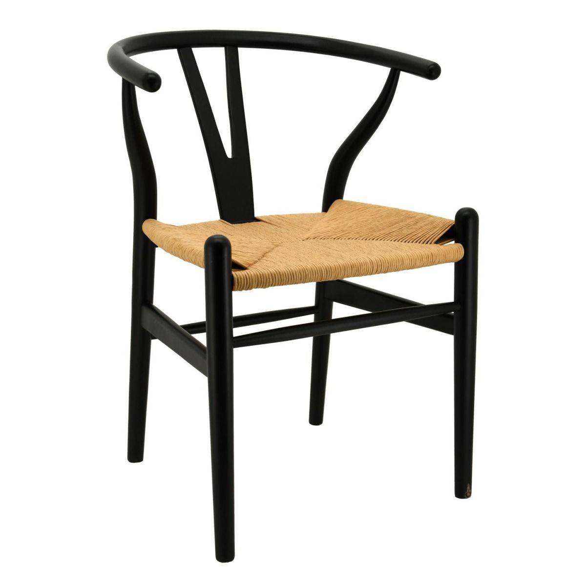 Aubry Gaspard - Chaise en bouleau laqué noir et papier cordé - Imagen 1