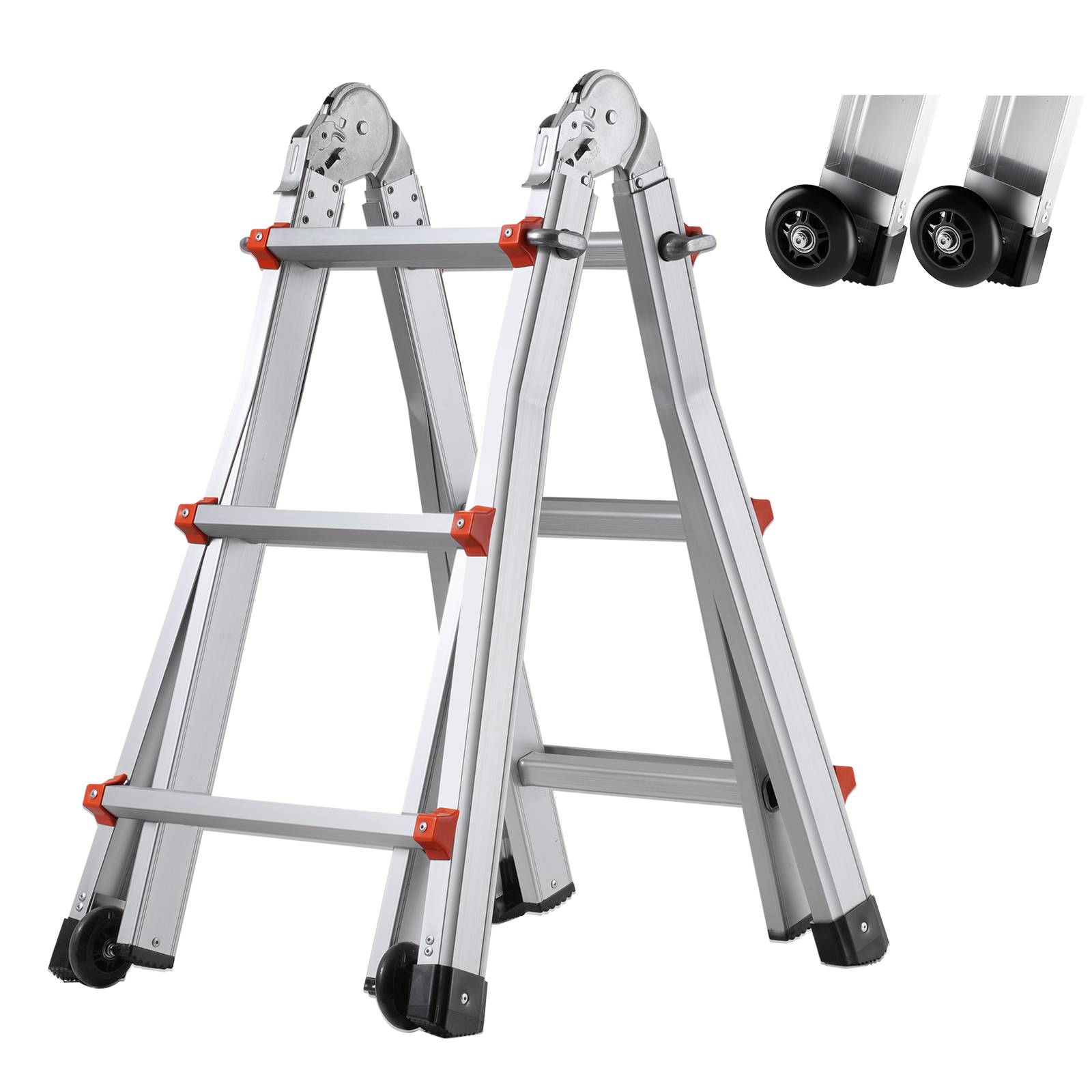 VEVOR Échelle télescopique A en aluminium 10 pieds. Pliable, multifonction. Charge 330 lb. Intérieur/extérieur. - Image 1