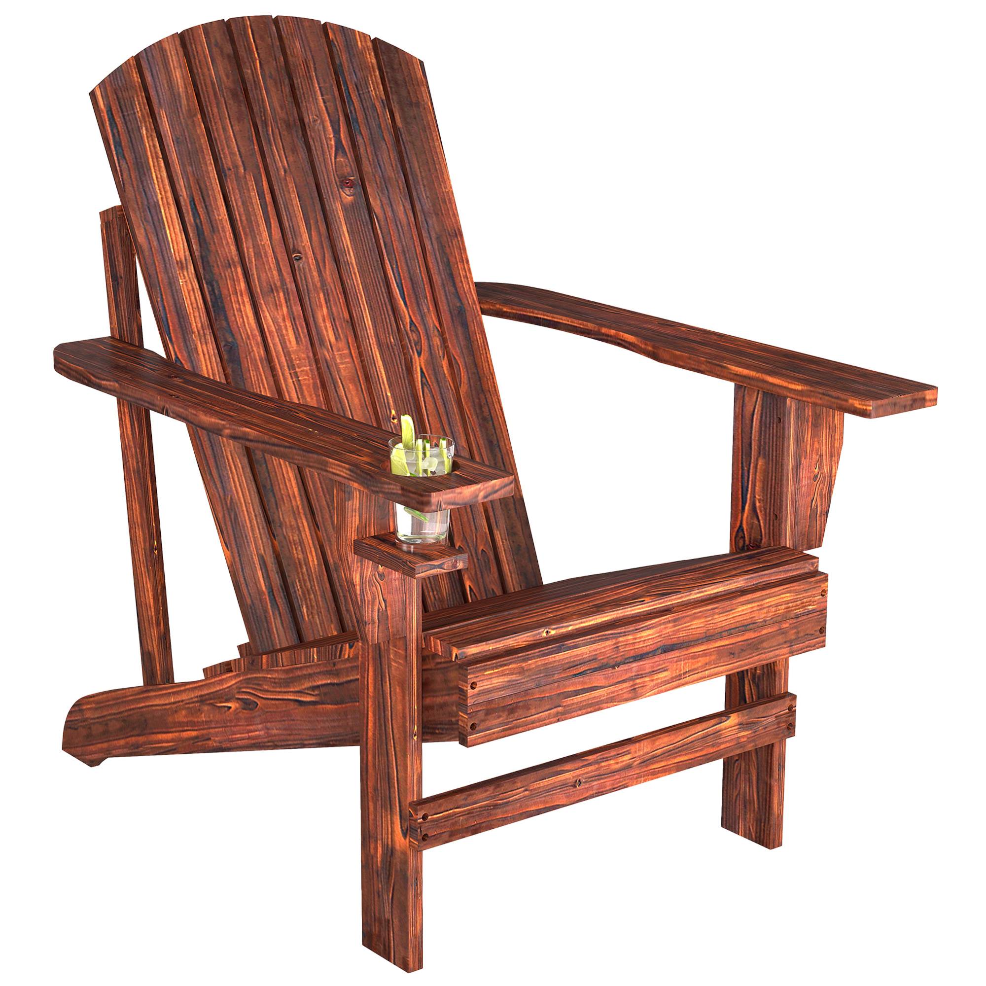 Fauteuil Adirondack bois sapin terrasse Dossier haut et porte-gobelet 72x95x93cm Marron - ComfortXL Outdoor Living - Image 2