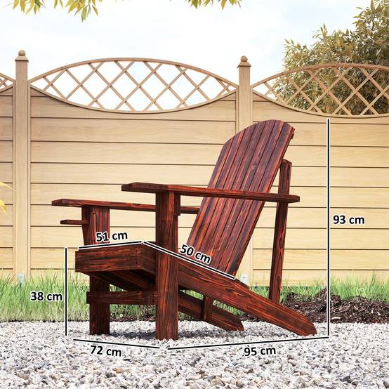Fauteuil Adirondack bois sapin terrasse Dossier haut et porte-gobelet 72x95x93cm Marron - ComfortXL Outdoor Living - Image 5