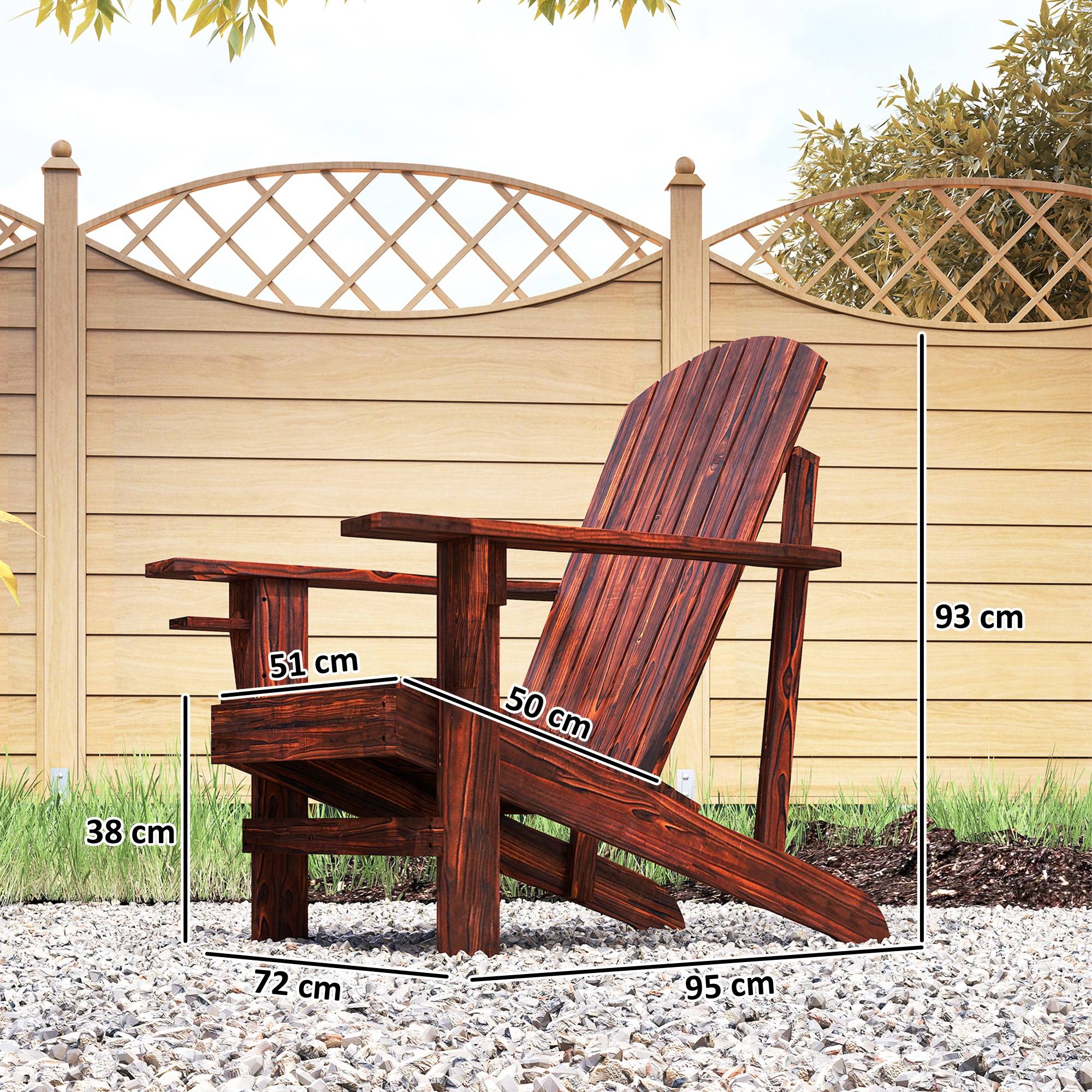 Fauteuil Adirondack bois sapin terrasse Dossier haut et porte-gobelet 72x95x93cm Marron - ComfortXL Outdoor Living - Image 5