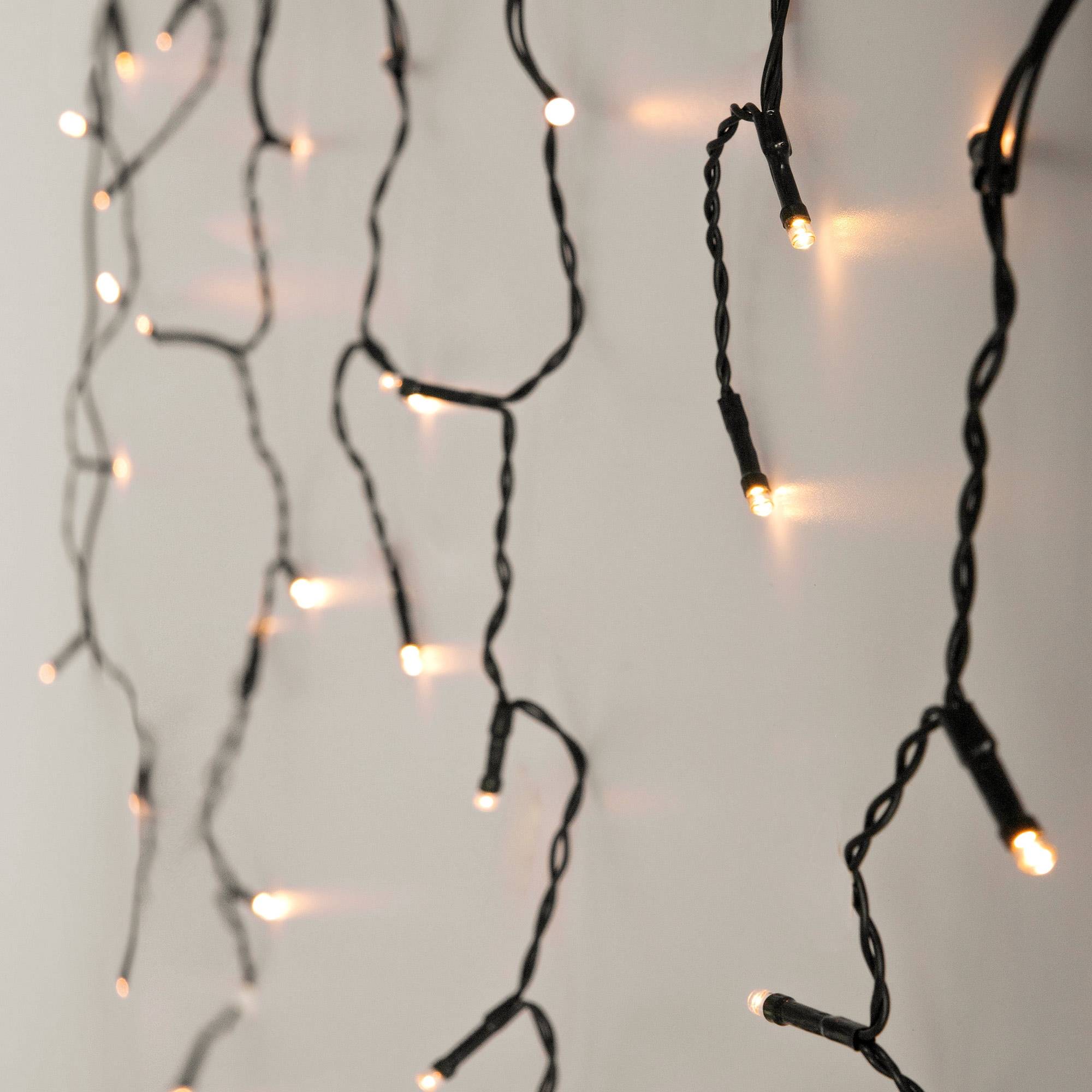Ecd-Germany - Rideau lumineux avec 90 LED blanc chaud chaîne lumineuse décoration pluie glacée - Imagen 5