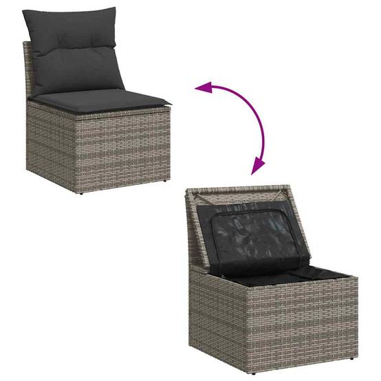 ComfortXL - Salon de jardin modulable 7 pcs résine tressée avec rangement intégré et table relevable gris – ComfortXL Outdoor Living - Image 7