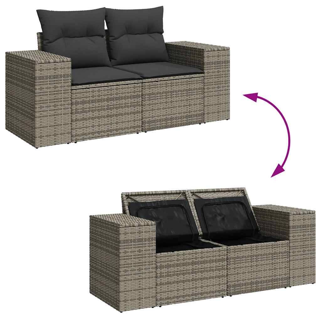 ComfortXL - Salon de jardin modulable 7 pcs résine tressée avec rangement intégré et table relevable gris – ComfortXL Outdoor Living - Image 6