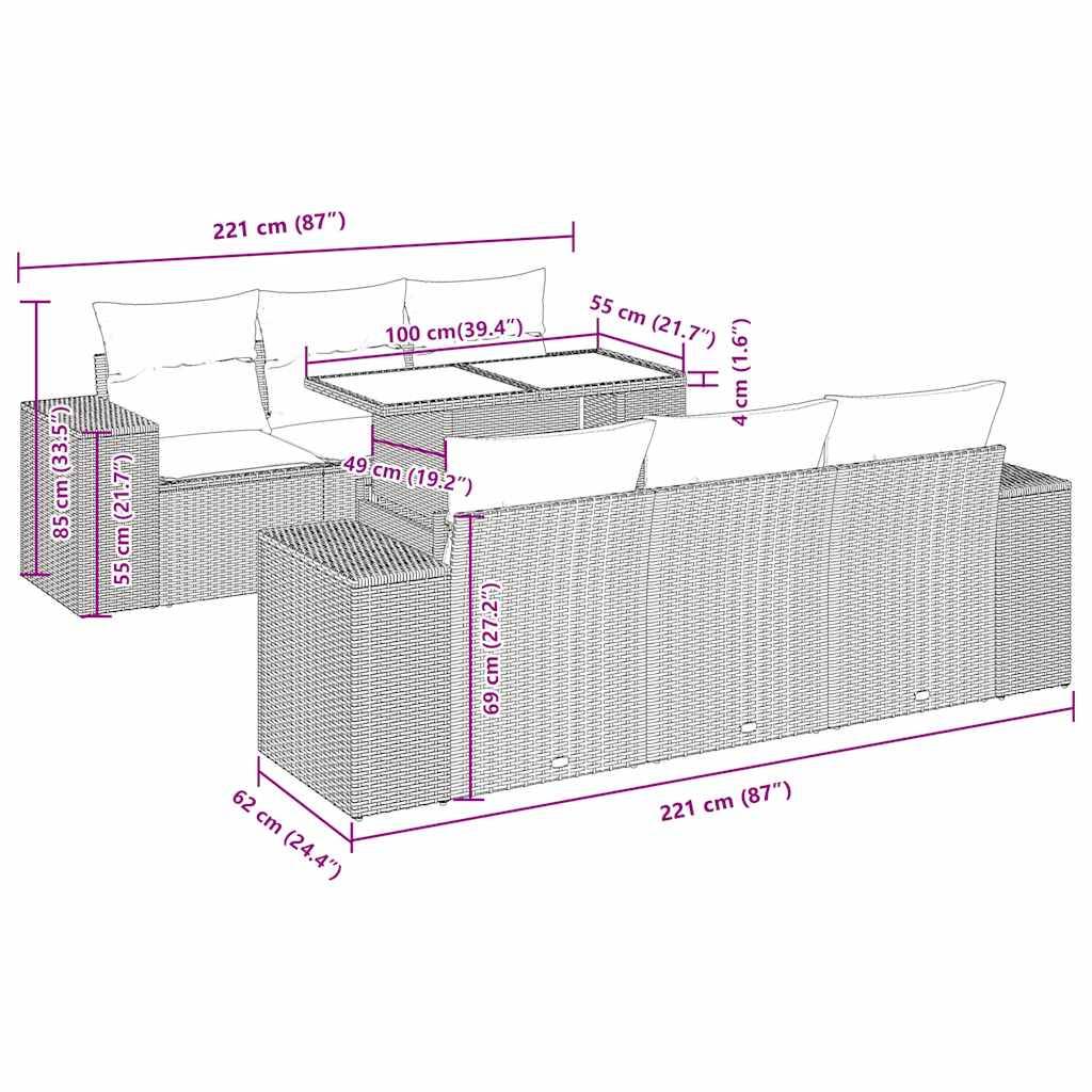 ComfortXL - Salon de jardin modulable 7 pcs résine tressée avec rangement intégré et table relevable gris – ComfortXL Outdoor Living - Image 4