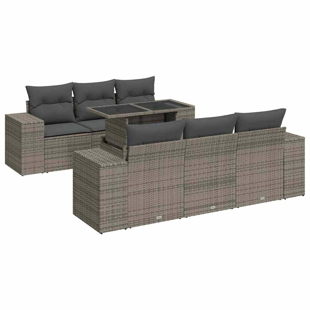ComfortXL - Salon de jardin modulable 7 pcs résine tressée avec rangement intégré et table relevable gris – ComfortXL Outdoor Living - Image 2
