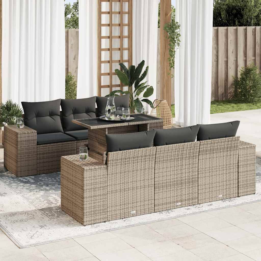 ComfortXL - Salon de jardin modulable 7 pcs résine tressée avec rangement intégré et table relevable gris – ComfortXL Outdoor Living - Image 1