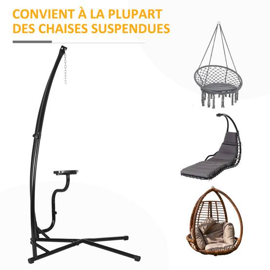 Support pour Fauteuil Suspendu - Pied Fauteuil Suspendu - Tablette réglable Incluse - max 120 Kg - Image 9