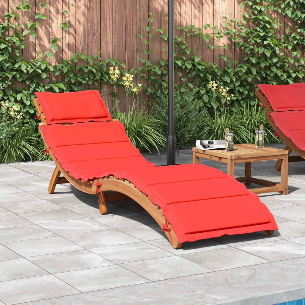 PANGIVO - Chaise longue avec coussin rouge en bois d'acacia massif 184 x 55 x 65 cm (pliée : 92 x 55 x 20 cm) - PANGIVO - Image 1