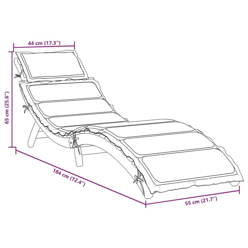 PANGIVO - Chaise longue avec coussin rouge en bois d'acacia massif 184 x 55 x 65 cm (pliée : 92 x 55 x 20 cm) - PANGIVO - Image 8