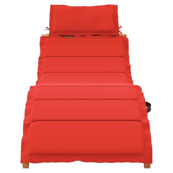 PANGIVO - Chaise longue avec coussin rouge en bois d'acacia massif 184 x 55 x 65 cm (pliée : 92 x 55 x 20 cm) - PANGIVO - Image 3