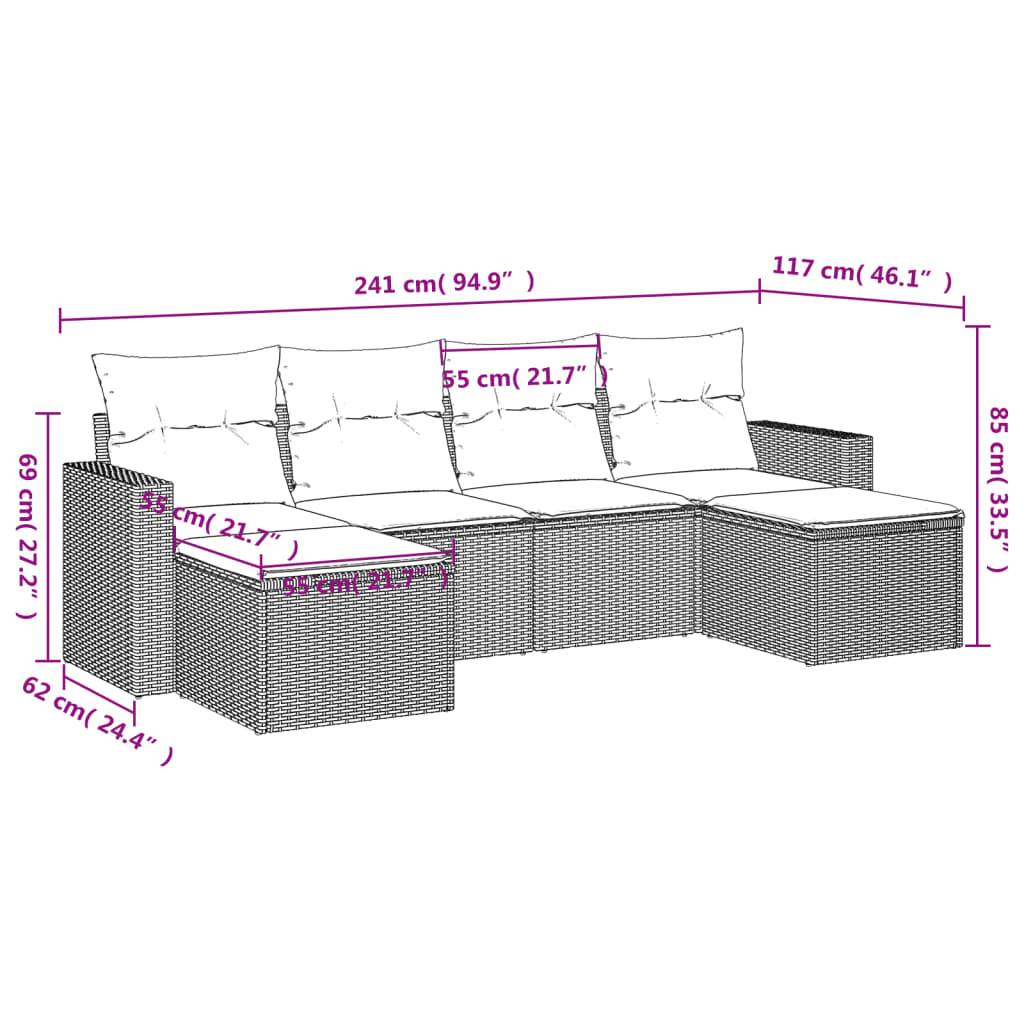 Salon de jardin bas modulable 6 pièces en poly rotin pour détente en extérieur Noir – ComfortXL Outdoor Living - Imagen 3