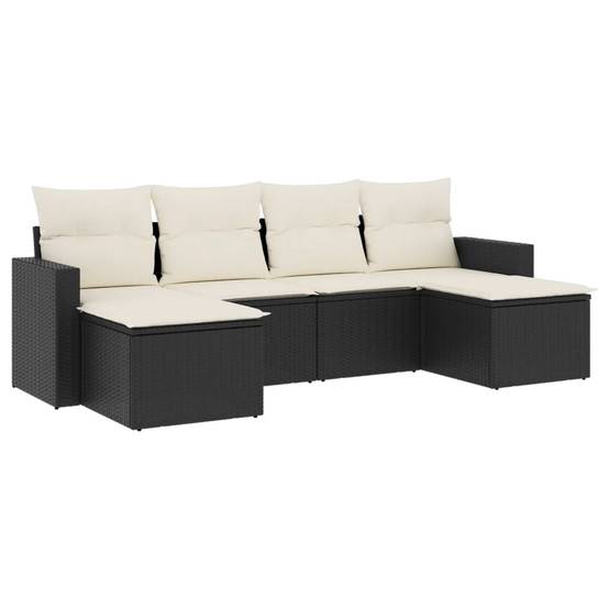Salon de jardin bas modulable 6 pièces en poly rotin pour détente en extérieur Noir – ComfortXL Outdoor Living - Imagen 2