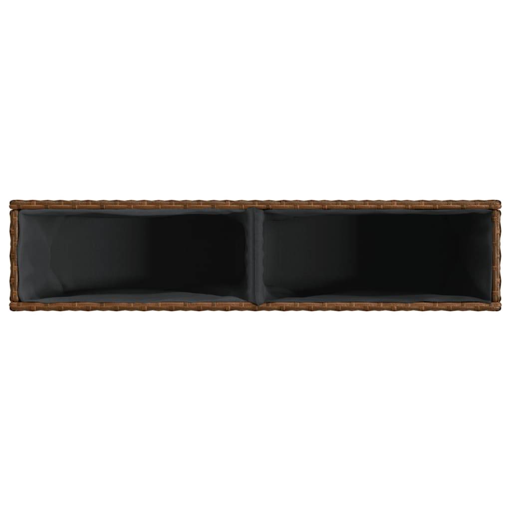 Jardinière, Bac à fleurs, Pot de fleurs avec 2 pots marron 90x20x40 cm résine tressée - Image 8