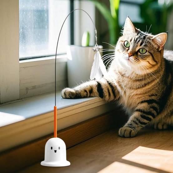Jouets à Plumes Pour Chats Adsorption Rotative Antidérápant, Surfaces Lisses Blancs - Lytech - Image 3