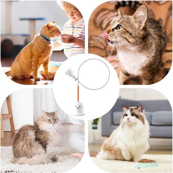 Jouets à Plumes Pour Chats Adsorption Rotative Antidérápant, Surfaces Lisses Blancs - Lytech - Image 4