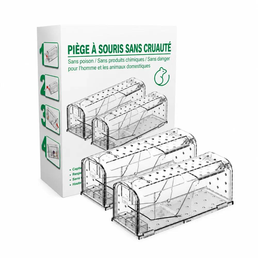 Lot de 2 cages à souris en plastique résistantes avec aération - Image 5