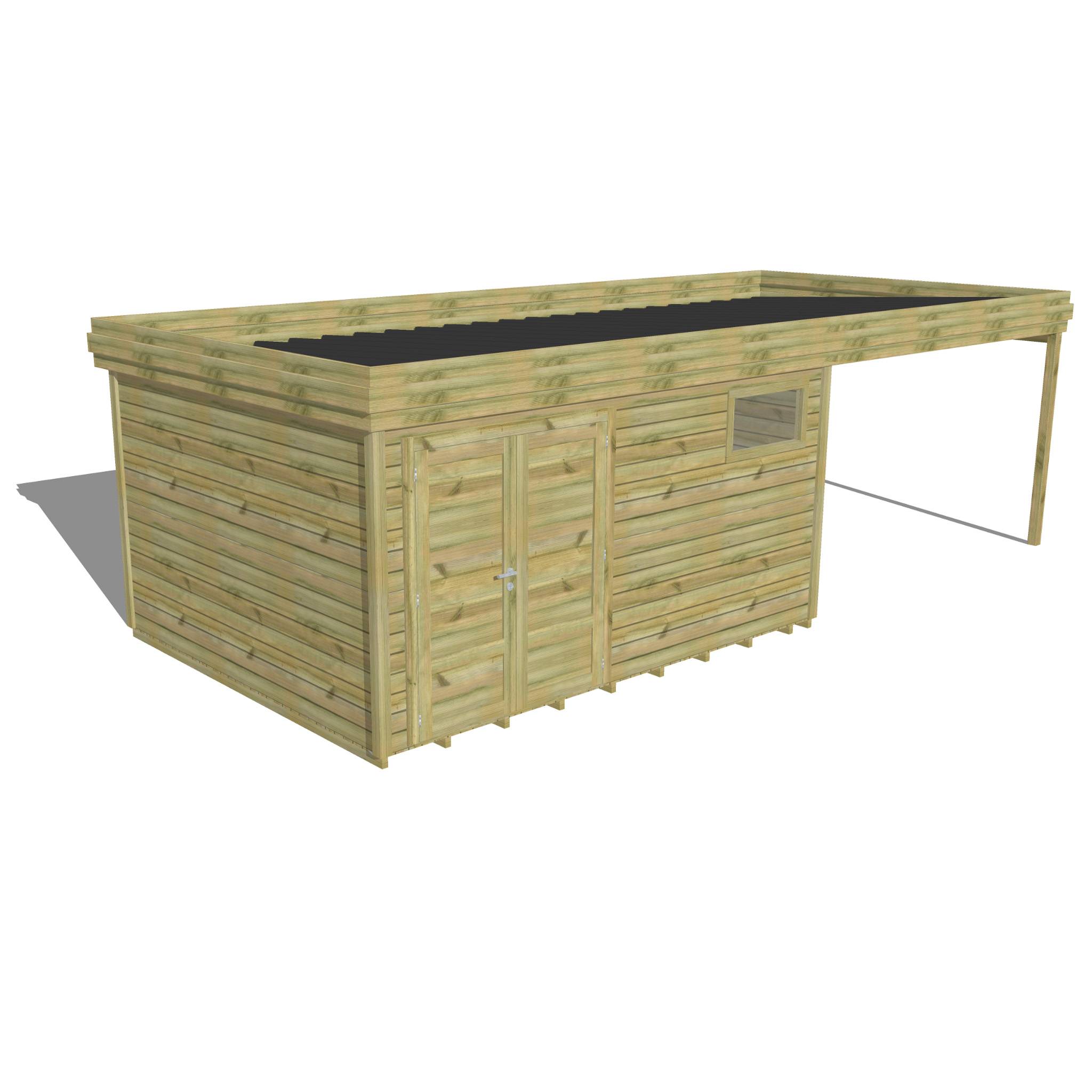 Sans Marque - ABRI DE JARDIN bois  autoclave 27mm - 7,84x3,44m / 27m2 - Bac acier - Plancher bois - Imagen 1