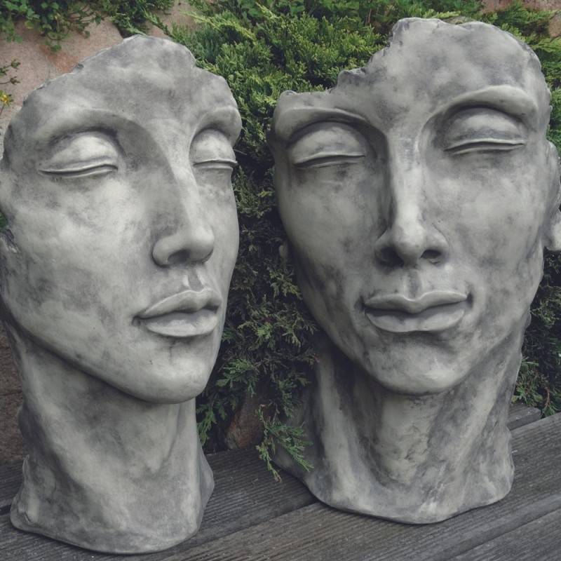 Statue visage homme extérieur petit format - Gris beton 53 cm - Jardinex - Image 4