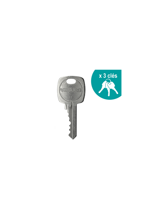 Verrou à bouton Corvette pour porte d'entrée, cylindre 35mm, acier, 3 clés, époxy bronze - THIRARD - Image 3