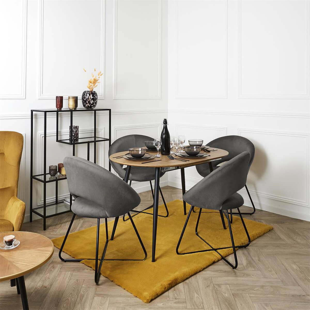 ALTOBUY - Fauteuil Rond Ajouré en Velours Côtelé Gris - KONAE - Image 8