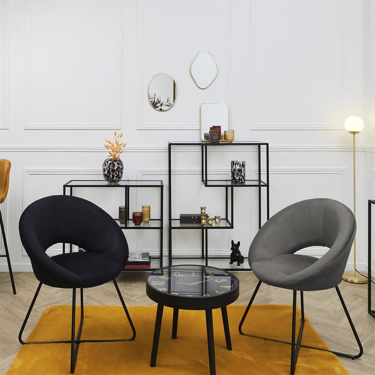 ALTOBUY - Fauteuil Rond Ajouré en Velours Côtelé Gris - KONAE - Image 9