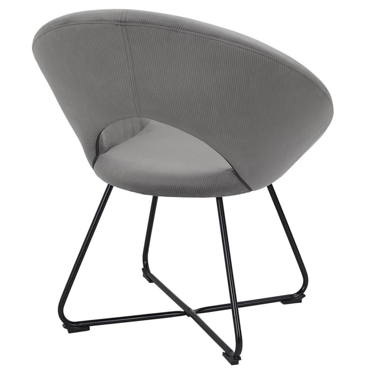 ALTOBUY - Fauteuil Rond Ajouré en Velours Côtelé Gris - KONAE - Image 6