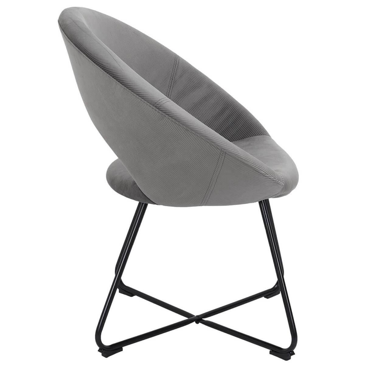 ALTOBUY - Fauteuil Rond Ajouré en Velours Côtelé Gris - KONAE - Image 4