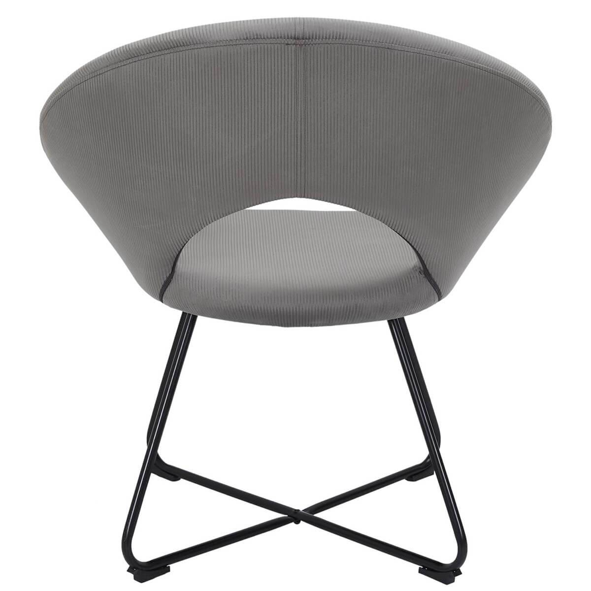 ALTOBUY - Fauteuil Rond Ajouré en Velours Côtelé Gris - KONAE - Image 5