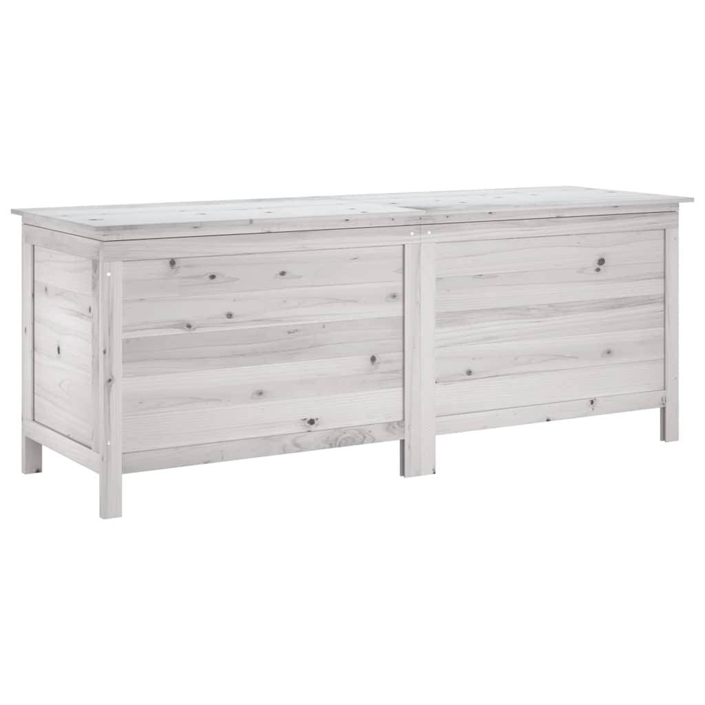 Boîte de rangement jardin bois massif sapin blanc 150 x 50 x 56.5 cm - PANGIVO - Image 2