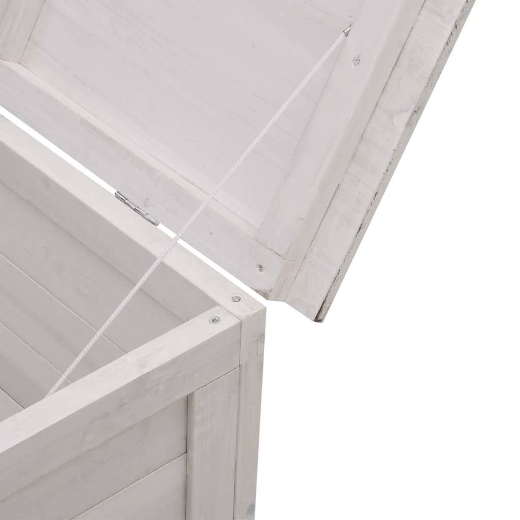Boîte de rangement jardin bois massif sapin blanc 150 x 50 x 56.5 cm - PANGIVO - Image 7