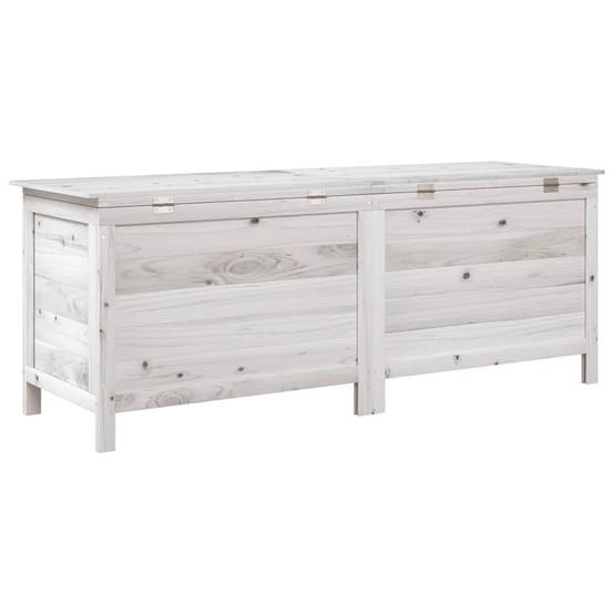 Boîte de rangement jardin bois massif sapin blanc 150 x 50 x 56.5 cm - PANGIVO - Image 6