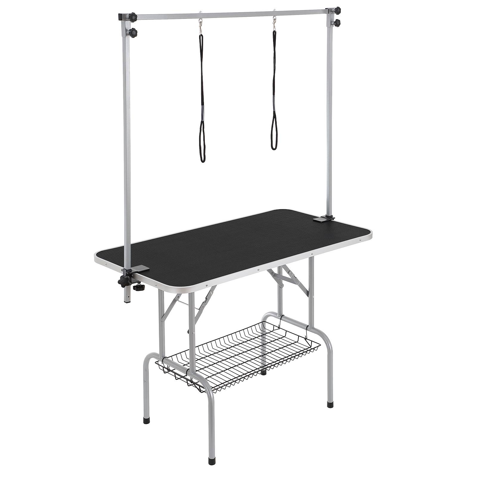 VEVOR Table toilettage chien pliable, charge 149,7 kg. 2 potences, panier rangement. - Image 1