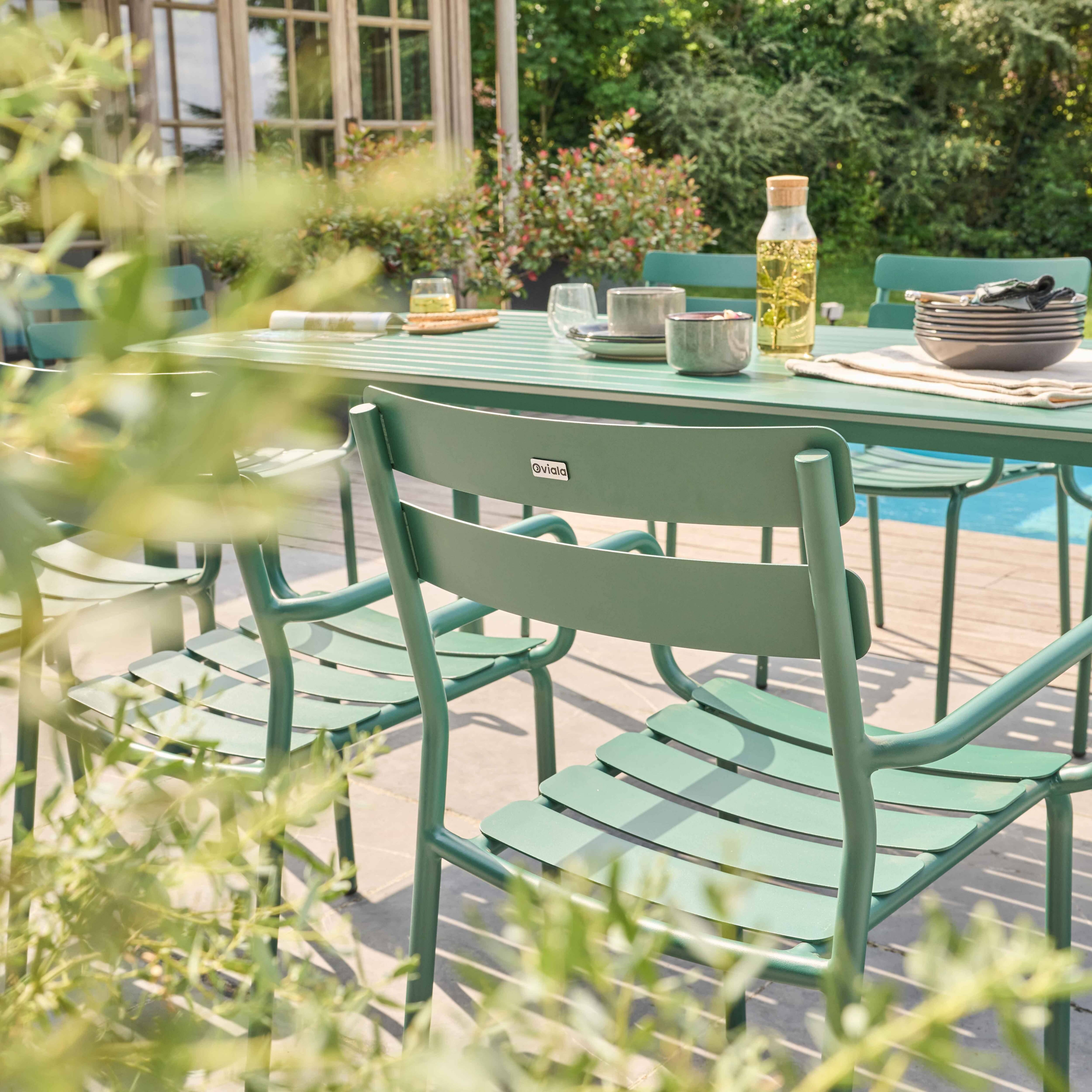 Oviala - Ensemble table de jardin et 8 fauteuils vert foncé Almada - Oviala - Imagen 3