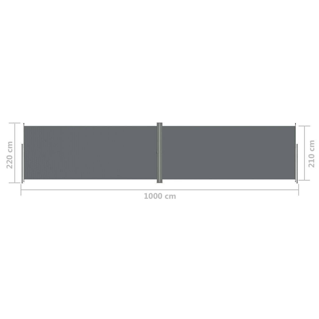 Helloshop26 - Auvent paravent store brise-vue latéral rétractable de patio jardin terrasse balcon protection visuelle écran 220 x 1000 cm anthracite - Imagen 6